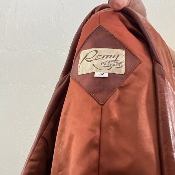 Vintage 1970's Tan Leather Fitted Blazer Style Jacket - Picture 8 of 9